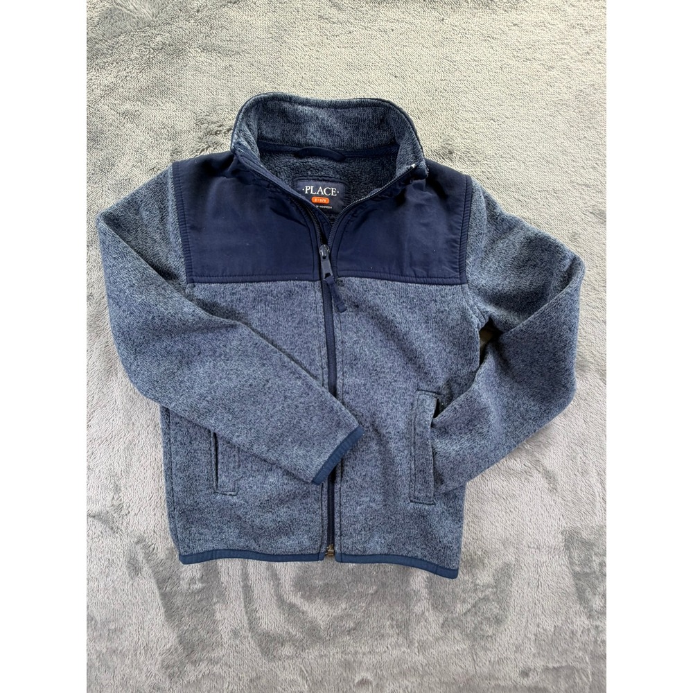 The Childrens Place Boys Small 5/6 Navy Blue Full Zip Sweater Fleece Jacket